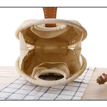 jessie Summer Beach Bag Hand-Woven Straw Tote Bag for Women Tote Handbag (White)