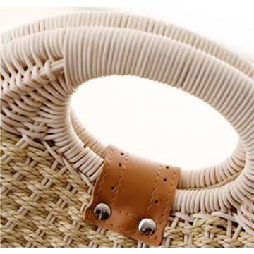 jessie Summer Beach Bag Hand-Woven Straw Tote Bag for Women Tote Handbag (White)