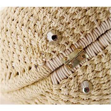 jessie Summer Beach Bag Hand-Woven Straw Tote Bag for Women Tote Handbag (White)