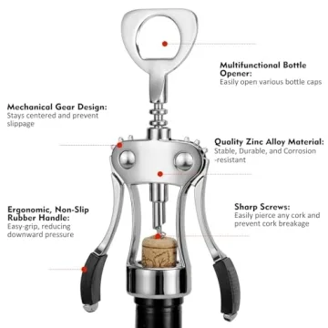 Wine Opener Bundle with Stopper and Cutter for Wine Lovers