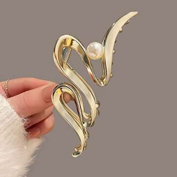 Stylish Wavy Metal Hair Claw Clips for Thick Hair