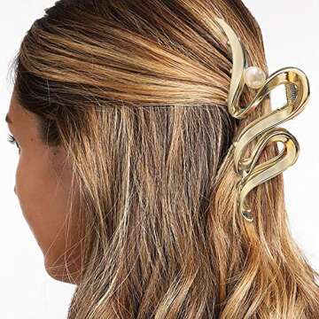 Stylish Wavy Metal Hair Claw Clips for Thick Hair