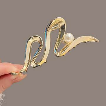 Stylish Wavy Metal Hair Claw Clips for Thick Hair
