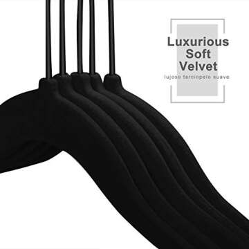 MIZGI Premium Kids Velvet Hangers (Pack of 50) with Black Hooks,Space Saving Ultra Thin,Non Slip Baby Hangers for Children's Skirt Dress Pants,Clothes Hangers(Black/Black)