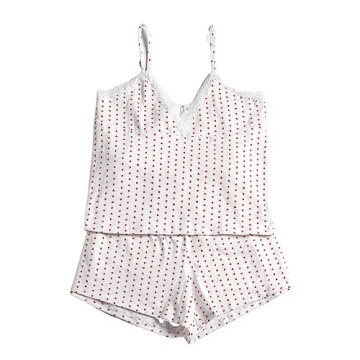 Stylish Women's Y2K Pajamas Set - Lace Trim & Shorts