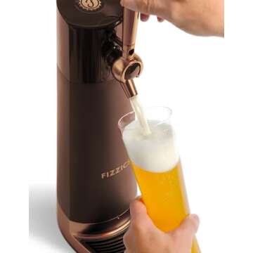 FIZZICS - DraftPour Beer Dispenser - Converts Any Can or Bottle Into a Nitro-Style Draft, Gift for Men and Beer Enthusiast, Beer Tap Draft Machine - Copper