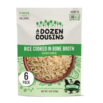 A Dozen Cousins Rice Cooked in Bone Broth | Quick Microwaveable Rice | 6 Pack