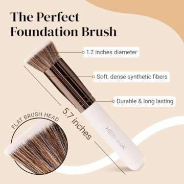 Keshima Foundation Brush Flat Top Kabuki - Premium Foundation Brush for Liquid Makeup, Cream, and Po...