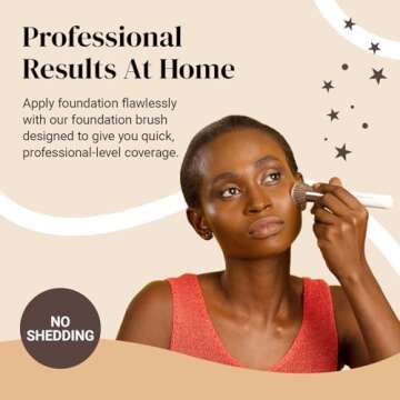 Keshima Foundation Brush Flat Top Kabuki - Premium Foundation Brush for Liquid Makeup, Cream, and Powder - Buffing, Blending, and Face (Regular Size, White)