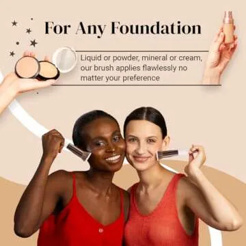 Keshima Foundation Brush Flat Top Kabuki - Premium Foundation Brush for Liquid Makeup, Cream, and Powder - Buffing, Blending, and Face (Regular Size, White)