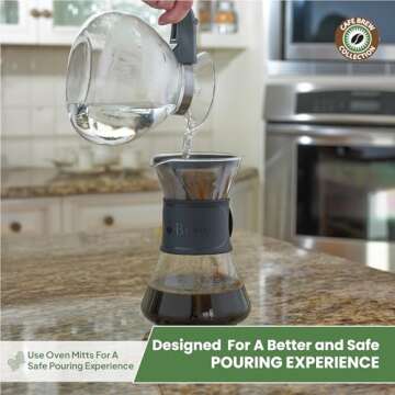 Borosilicate Glass Stove Top Whistling Tea Kettle - 12 Cup/48oz Capacity - BPA-Free - German Made Glass Kettle for Gas, Electric, and Glass Ranges