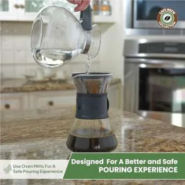 Borosilicate Glass Stove Top Whistling Tea Kettle - 12 Cup/48oz Capacity - BPA-Free - German Made Glass Kettle for Gas, Electric, and Glass Ranges