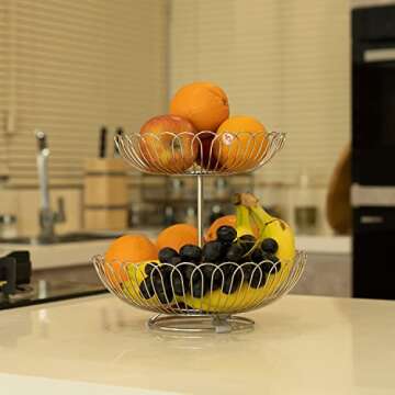 LANEJOY 2-Tier Stainless Steel Fruit Storage Basket