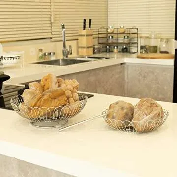 LANEJOY 2-Tier Stainless Steel Fruit Storage Basket