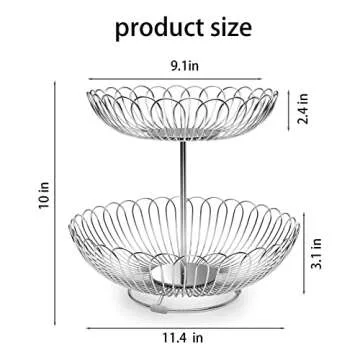 LANEJOY 2-Tier Stainless Steel Fruit Storage Basket