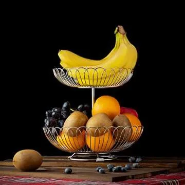 LANEJOY 2-Tier Stainless Steel Fruit Storage Basket