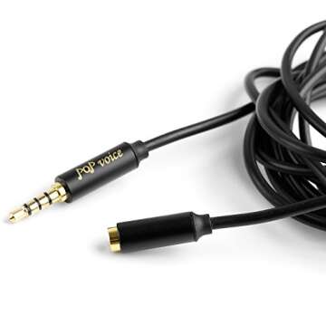 PoP voice 8 Feet 3.5mm Stereo Audio Microphone Headphone Extension Cable Male to Female