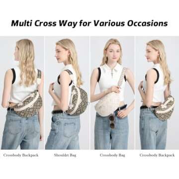 Eslcorri Crossbody Bags for Women - Fashion Sling Purse Shoulder Bag Causal Chest Bum Bag with Adjus...