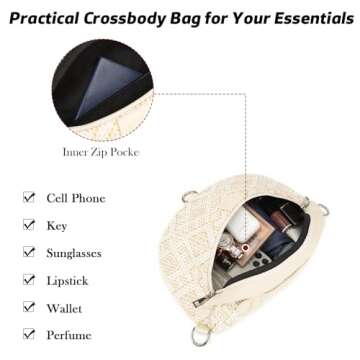 Eslcorri Crossbody Bags for Women - Fashion Sling Purse Shoulder Bag Causal Chest Bum Bag with Adjustable Wide Strap for Workout Traveling Running Shopping