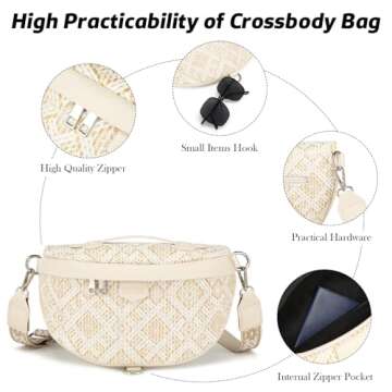 Eslcorri Crossbody Bags for Women - Fashion Sling Purse Shoulder Bag Causal Chest Bum Bag with Adjustable Wide Strap for Workout Traveling Running Shopping