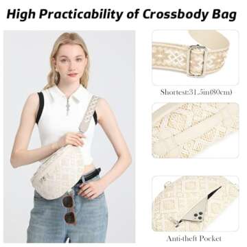 Eslcorri Crossbody Bags for Women - Fashion Sling Purse Shoulder Bag Causal Chest Bum Bag with Adjustable Wide Strap for Workout Traveling Running Shopping