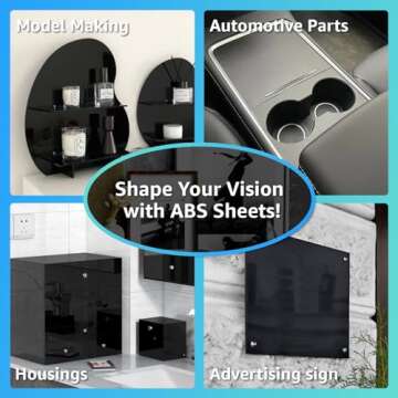 Art3d ABS Plastic Sheets 1/16 Inch Thick 8"x12", 2 Pack - Thermoform Two-Sided Rigid ABS Sheet (Textured Plastic Front & Smooth Back)