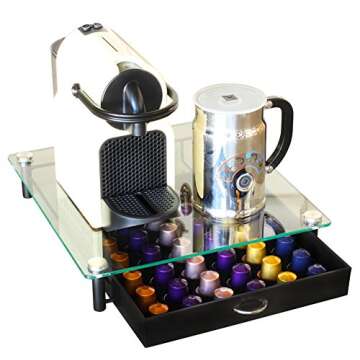 DecoBrothers Tempered Glass Coffee Pod Drawer Compatible with Nespresso Original Line, 42 Capsules
