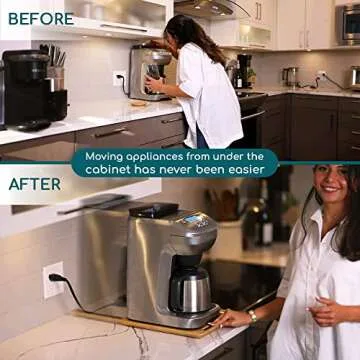 Ibyx Elegant Sliding Tray for Your Coffee Maker & Heavy Kitchen Appliances - Sturdy, Slides Easily from Under The Cabinet (Natural, Large - Wide (16" X 13"))