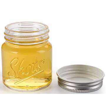 Lawei Set of 16 Mini Mason Jars with Lids - 2 Oz Mason Jars Shot Glasses Mason Shooter Glass for Drinks Shot Favors Desserts