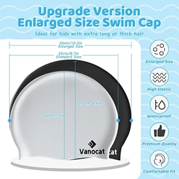 Kids Extra Large Swim Cap for Long Hair Waterproof Silicone