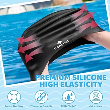 Kids Extra Large Swim Cap for Long Hair Waterproof Silicone