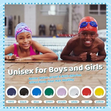Kids Extra Large Swim Cap for Long Hair Waterproof Silicone