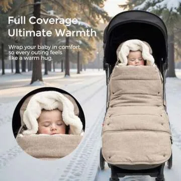 Momcozy Stroller Footmuff Universal | Easily Attaches to Most Strollers | Ultra-Plush,Weather-Proof | Deluxe Warm Stroller Bunting Bag | Extendable Stroller Cover for Winter | Adjustable Buckle