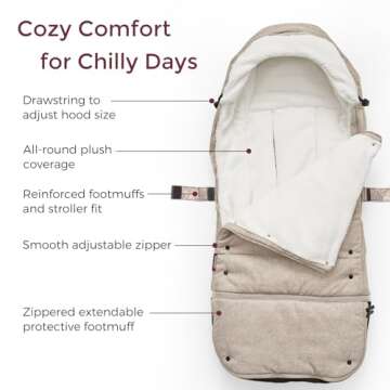 Momcozy Stroller Footmuff Universal | Easily Attaches to Most Strollers | Ultra-Plush,Weather-Proof | Deluxe Warm Stroller Bunting Bag | Extendable Stroller Cover for Winter | Adjustable Buckle