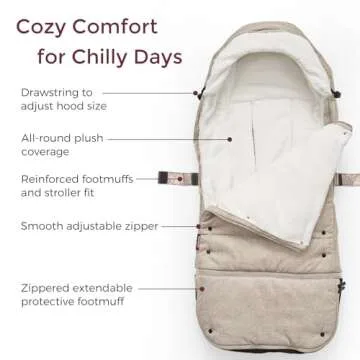 Momcozy Stroller Footmuff Universal | Easily Attaches to Most Strollers | Ultra-Plush,Weather-Proof | Deluxe Warm Stroller Bunting Bag | Extendable Stroller Cover for Winter | Adjustable Buckle