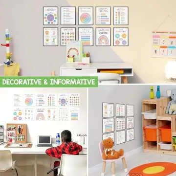 BEAWART 9 Calming Corner Classroom Posters, Mental Health Posters Therapy Office Decor ,Calm Down Corner Coping Skills Wall Art for Kids Toddler Classroom Preschool Homeschool Decoration, Feelings