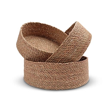 Woven Round Seagrass Basket Set - 3 Decorative Storage Baskets for Organizing and Storage – Sustai...