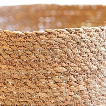 Woven Round Seagrass Basket Set - 3 Decorative Storage Baskets for Organizing and Storage – Sustainable, Eco-Friendly Nesting Baskets with Cotton Dust Bag for Coastal and Beach Decor