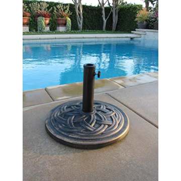 18-Inch Cast Stone Umbrella Base Rust-Free Bronze Finish
