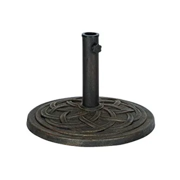 18-Inch Cast Stone Umbrella Base Rust-Free Bronze Finish