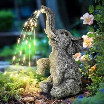 GIGALUMI Solar Elephant Statue for Garden Decor