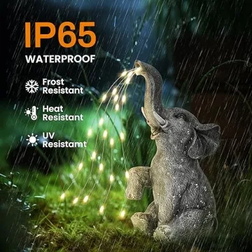 GIGALUMI Solar Elephant Statue for Garden Decor