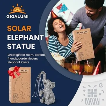 GIGALUMI Solar Elephant Statue for Garden Decor