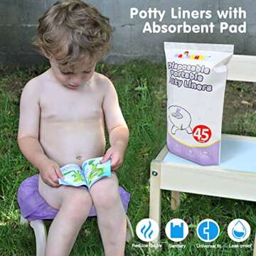 Potty Liners for Portable Potty Refill Bags Compatible with OXO tot, Potette Travel Potty 45pcs Liners