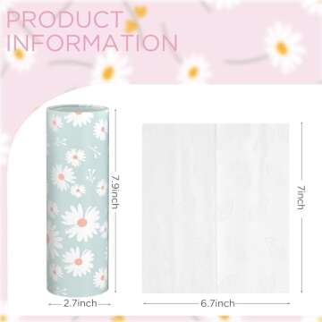 4 Pack Car Tissue Holder with 3-ply Facial Tissues Bulk, UBTKEY Car Tissues Cylinder, Round Tissue Boxes for Car, Round Tube Car Tissue Box Round Container for Home Office Bathroom (Daisy Pattern)