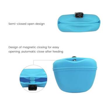 AUDWUD Silicone Dog Treat Pouch,Clip on Portable Training Container,Convenient Magnetic Buckle Closing and Waist Clip,No BPA