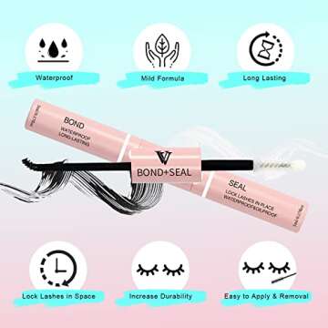 VAVALASH Lash Bond and Seal Cluster Lash Glue Individual Lashes Glue for DIY Lash Extensions Long Retention Strong Hold 48-72 Hours Waterproof Lash Bond for Lash Clusters(5ml+5ml)
