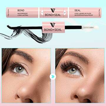 VAVALASH Lash Bond and Seal Cluster Lash Glue Individual Lashes Glue for DIY Lash Extensions Long Retention Strong Hold 48-72 Hours Waterproof Lash Bond for Lash Clusters(5ml+5ml)