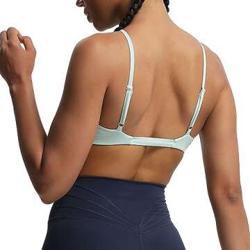 Aoxjox Women's Workout Sports Bras Fitness Adjusted Backless Padded Ariel Halter Bra Yoga Crop Tank Top (Mint, Large)