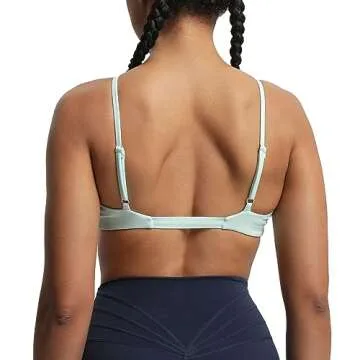 Aoxjox Women's Workout Sports Bras Fitness Adjusted Backless Padded Ariel Halter Bra Yoga Crop Tank Top (Mint, Large)
